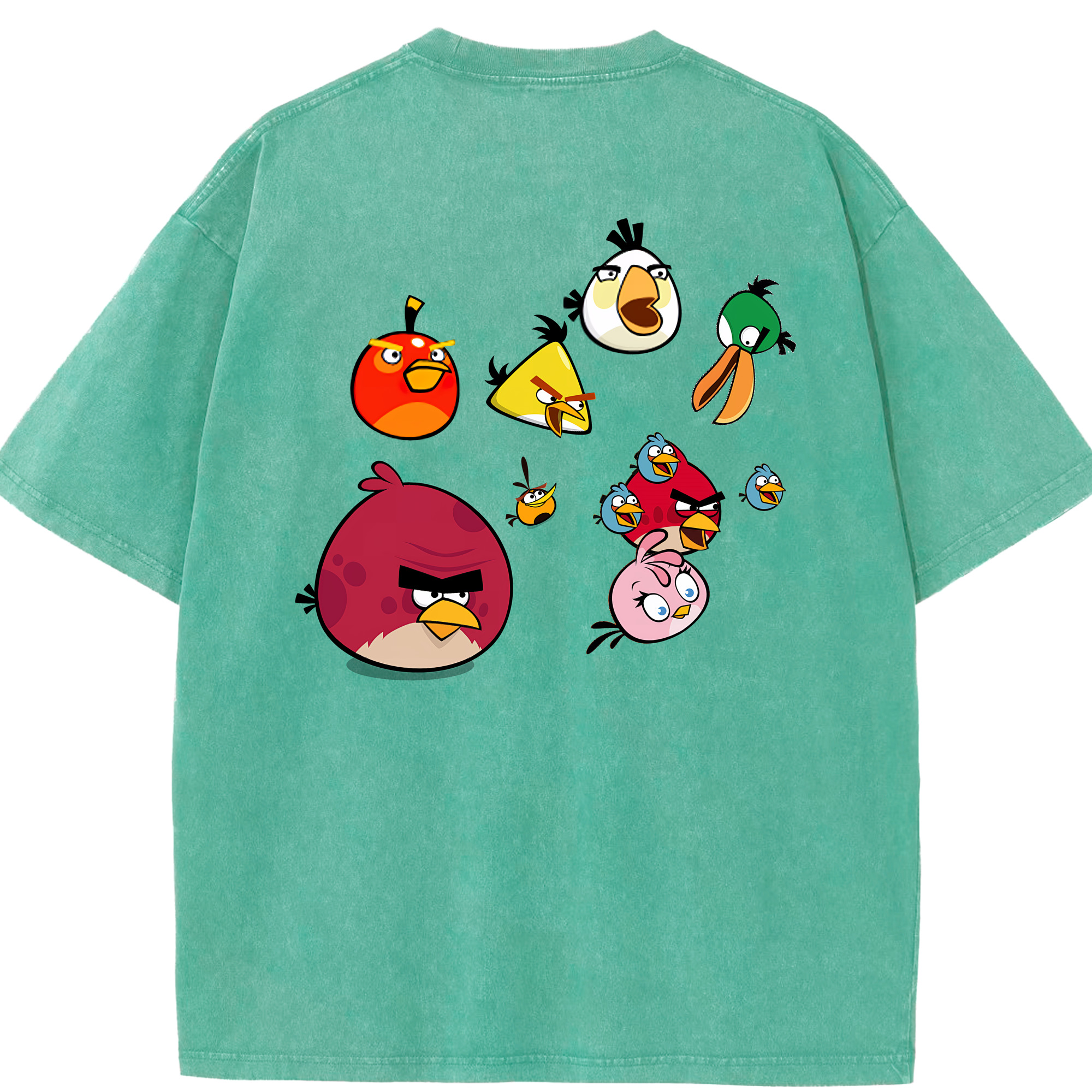 （画像用） Angry Birds アングリーバード 綿100% ヴィンテージ風 半袖Tシャツ（背面プリント）